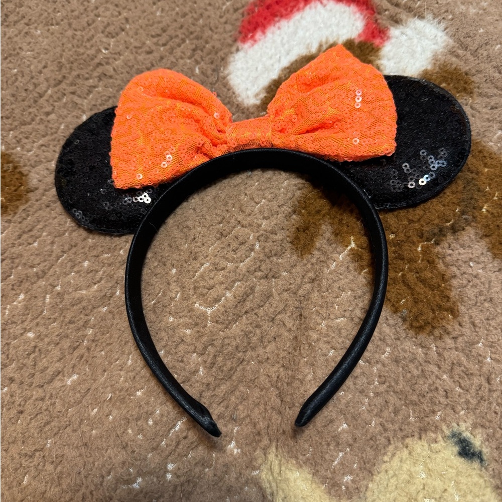 Orange Bow Sequin Mouse Ears Headband - generic brand but in the style of Disney